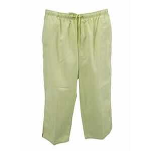 Women's Plus Size Lime Green Straight Leg Pull on Knit Drawstring Capri Pants‎